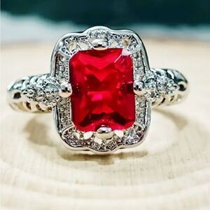 Ruby Red ring size 9 rectangular shape